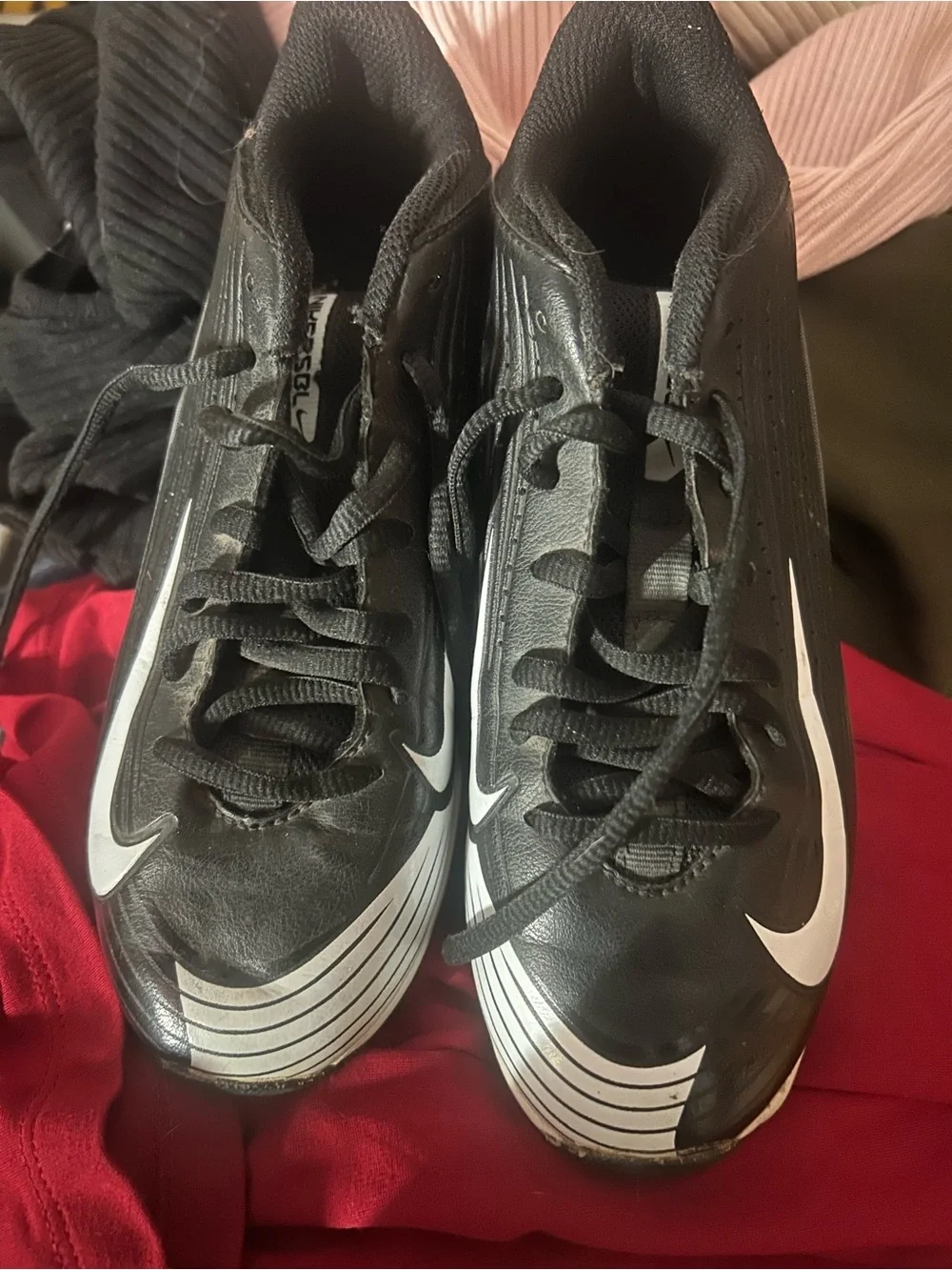 Nike Black and White Football Cleats with Silver Accents